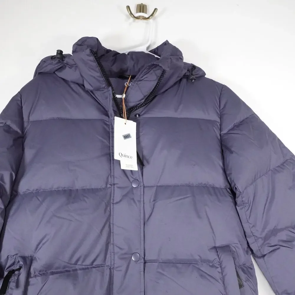 New Imperfect Quince Womens XS Responsible Down Long Puffer Coat Storm Blue $200